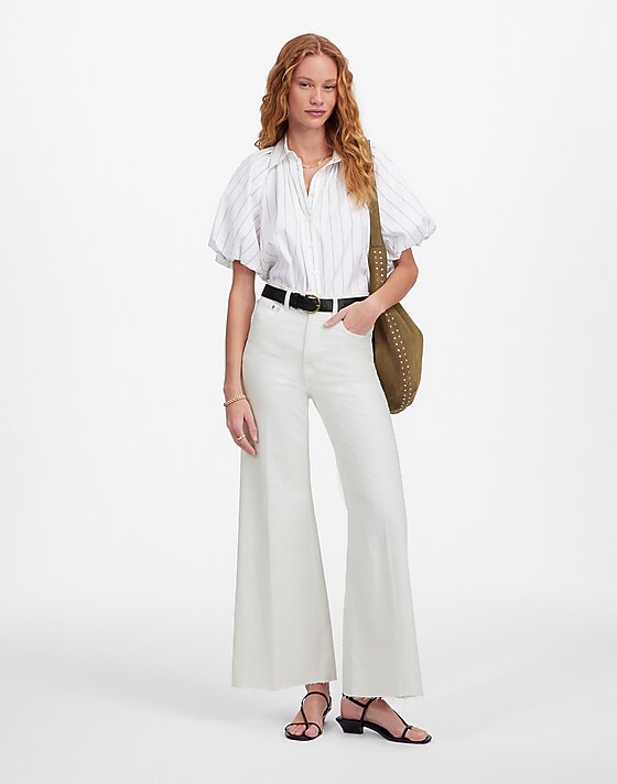 madewell Flared Wide-Leg Crop Jeans pure white