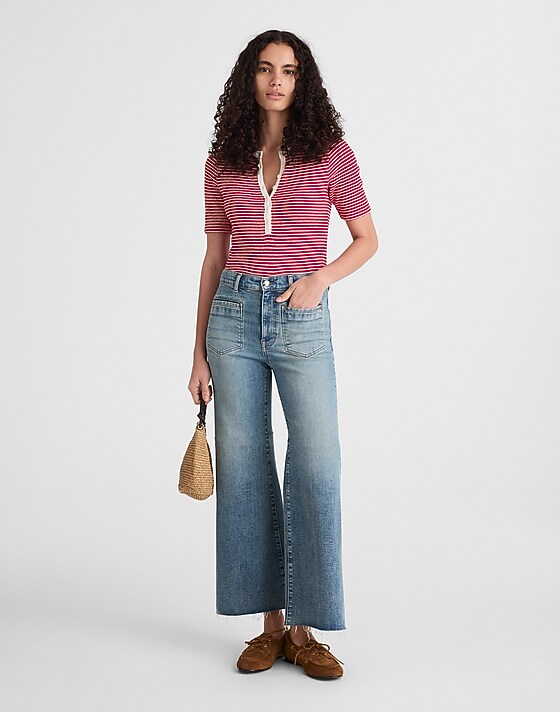 madewell Flared Wide-Leg Crop Jeans shalimar wash