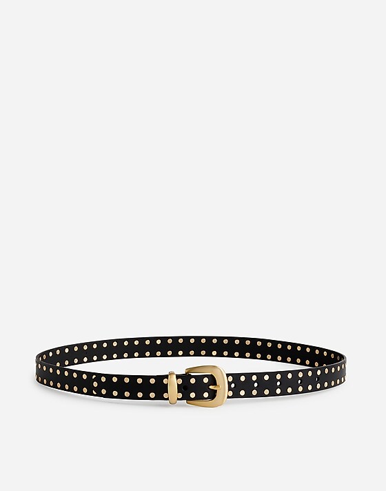 madewell Flat Studded Western Belt true black