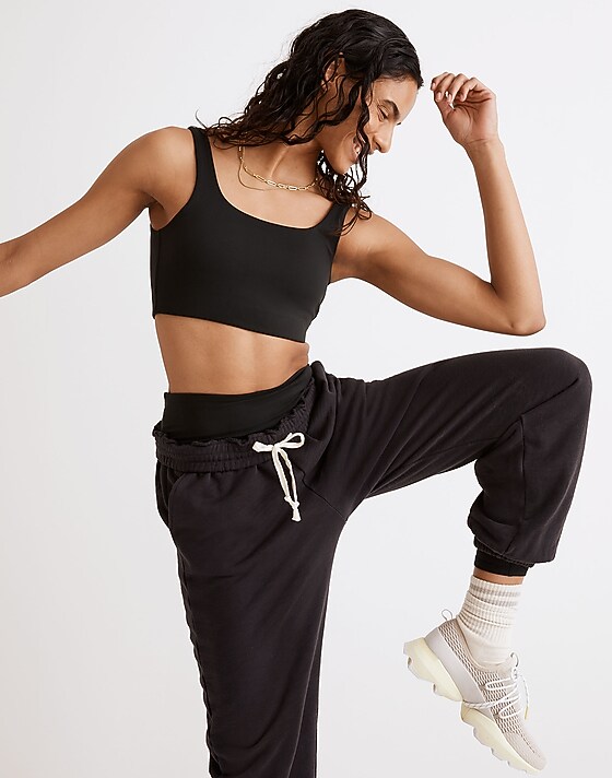 madewell Flex Square-Neck Sports Bra true black