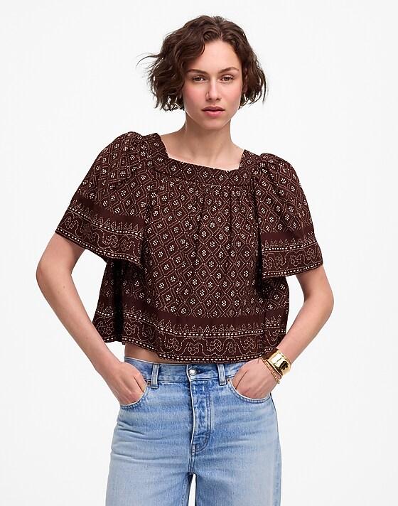 madewell Flutter-Sleeve Top dusty plum