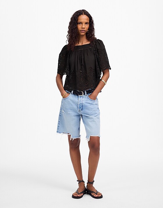 Madewell Flutter-Sleeve Top Jet Black