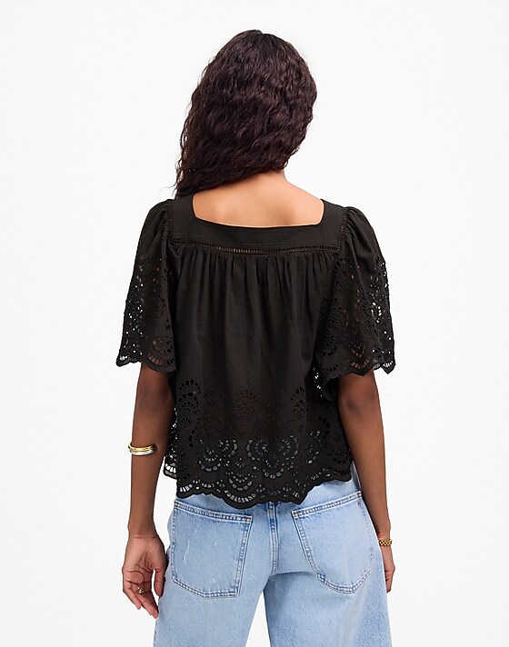 Madewell Flutter-Sleeve Top Jet Black