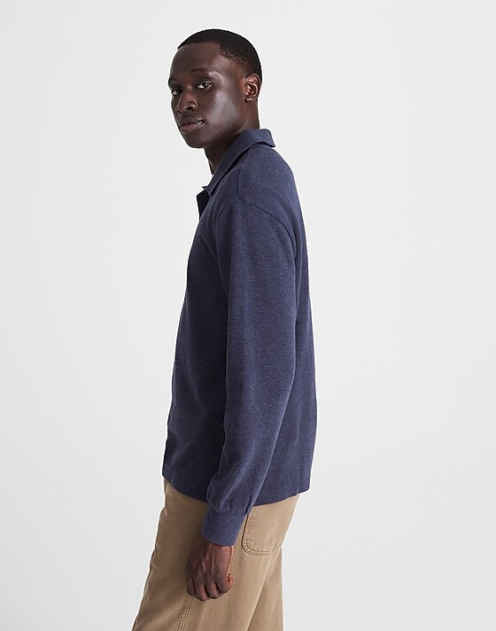 Madewell French Rib Knit Polo Heather Navy