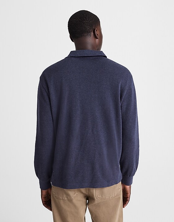 Madewell French Rib Knit Polo Heather Navy