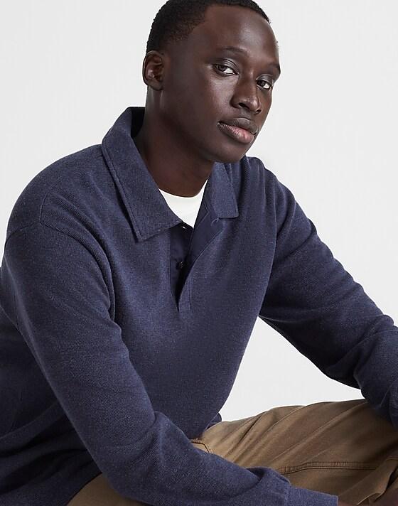 madewell French Rib Knit Polo heather navy