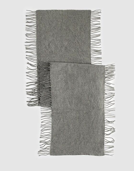 Madewell Fringe Wool Scarf Hthr Dark Grey