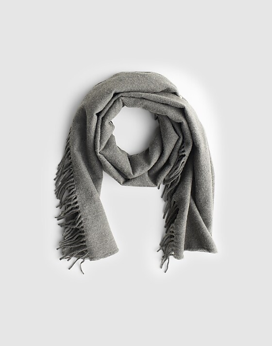 madewell Fringe Wool Scarf hthr dark grey
