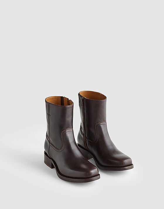 Madewell Frye Campus Inside Zip Boots Bourbon