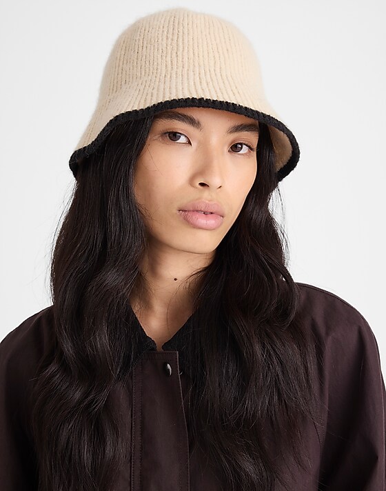 Madewell Fuzzy-Knit Bucket Hat Pale Dune