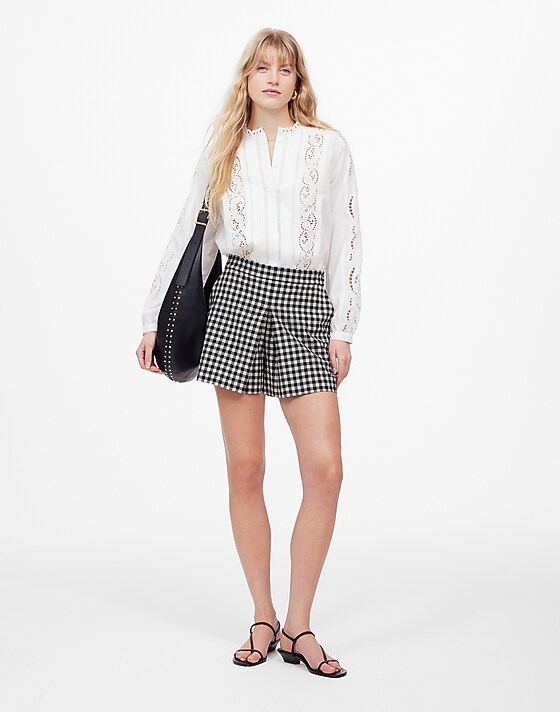 Madewell Gingham Mini Skort True Black