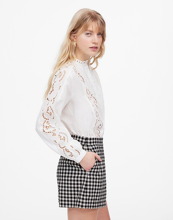 Madewell Gingham Mini Skort True Black