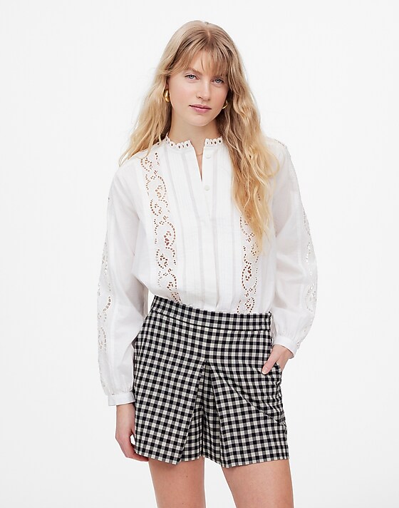 madewell Gingham Mini Skort true black