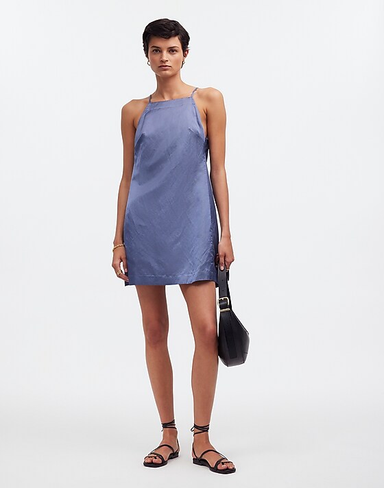 Madewell High-Neck Mini Dress Sunfaded Indigo