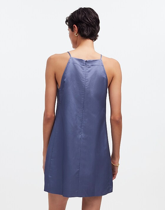 Madewell High-Neck Mini Dress Sunfaded Indigo