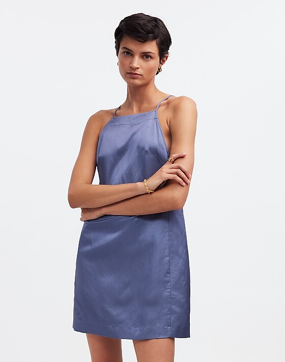 madewell High-Neck Mini Dress sunfaded indigo