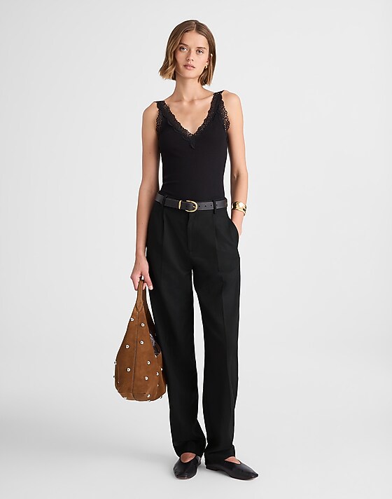 madewell High-Rise Barrel-Leg Pants true black