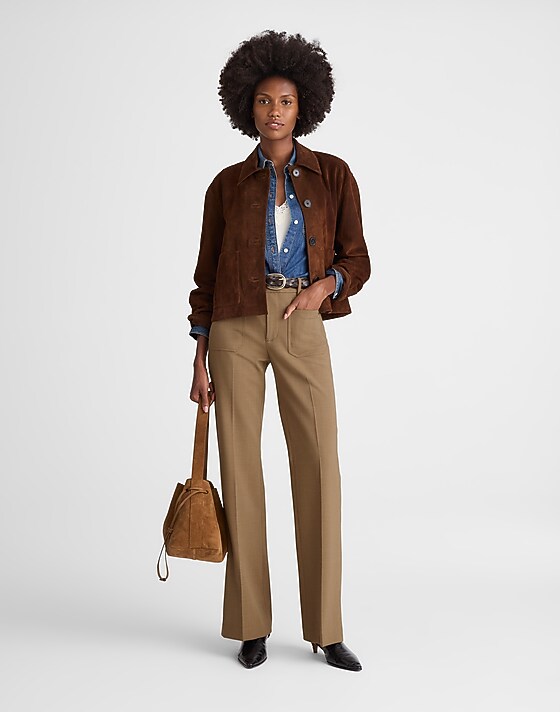 madewell High-Rise Bootcut Trouser olive melange