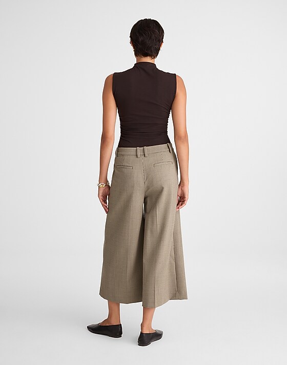 Madewell High-Rise Culotte In Wool Blend Tan Plaid