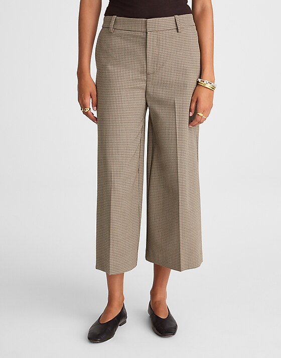 Madewell High-Rise Culotte In Wool Blend Tan Plaid