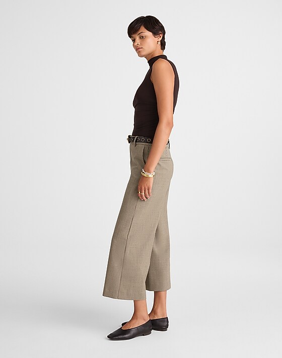 Madewell High-Rise Culotte In Wool Blend Tan Plaid