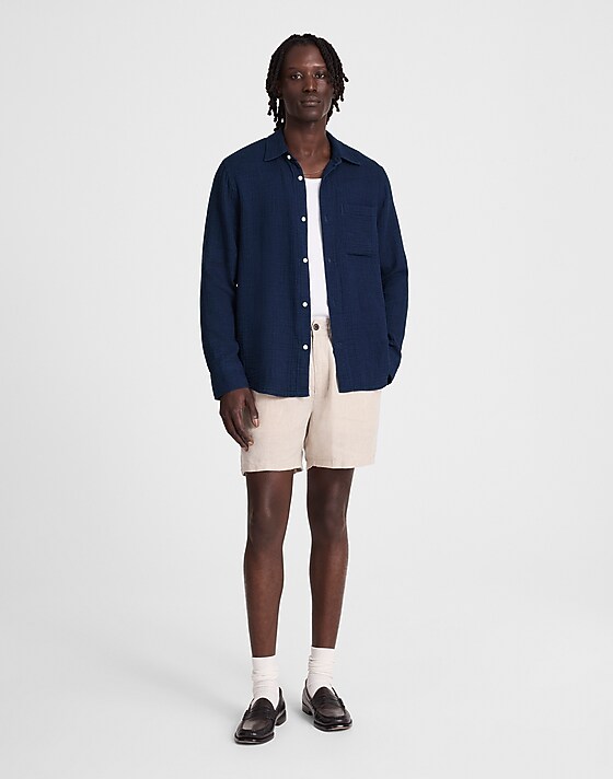 Madewell Indigo-Dyed Button-Up Shirt Dark Indigo