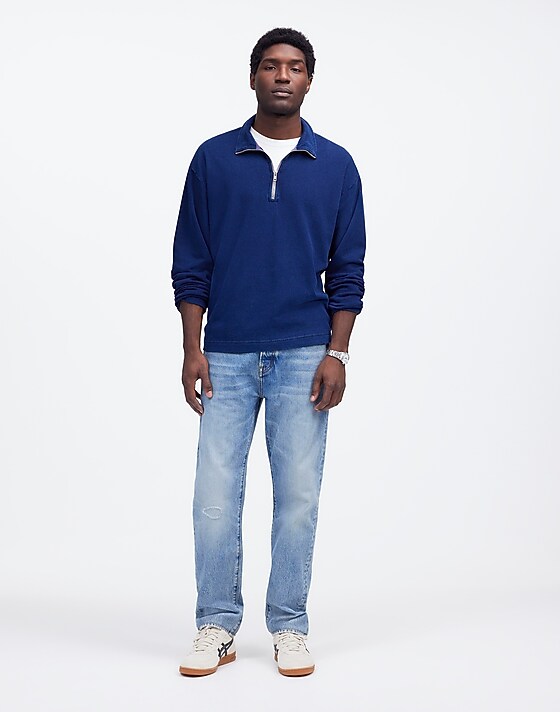 Madewell Indigo-Dyed Half-Zip Sweatshirt Indigo