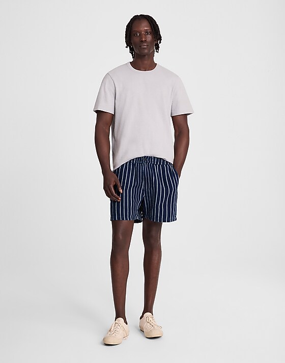 madewell Indigo Stripe Everywear Shorts indigo