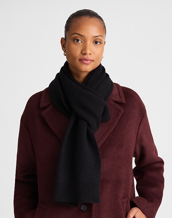 Madewell Knit Scarf In Wool Blend Black