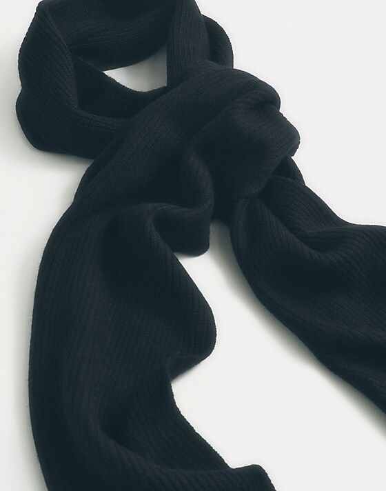 Madewell Knit Scarf In Wool Blend Black
