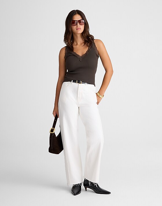Madewell Lace-Trim V-Neck Tank Molasses