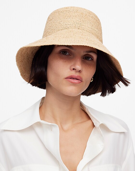 Madewell Lantern Straw Hat Dusty Redwood