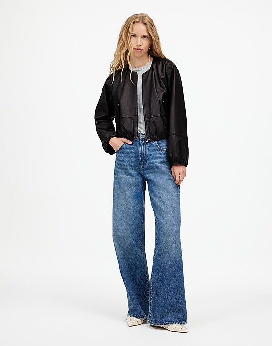 Madewell Leather Bubble-Sleeve Jacket True Black