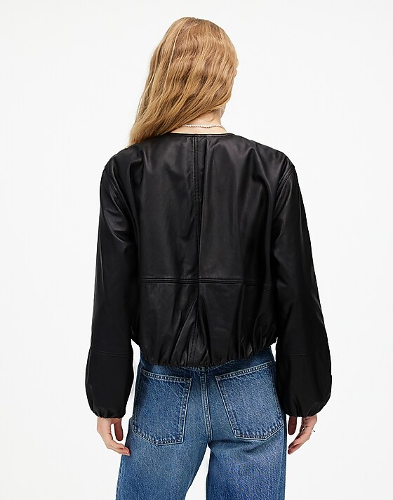 Madewell Leather Bubble-Sleeve Jacket True Black