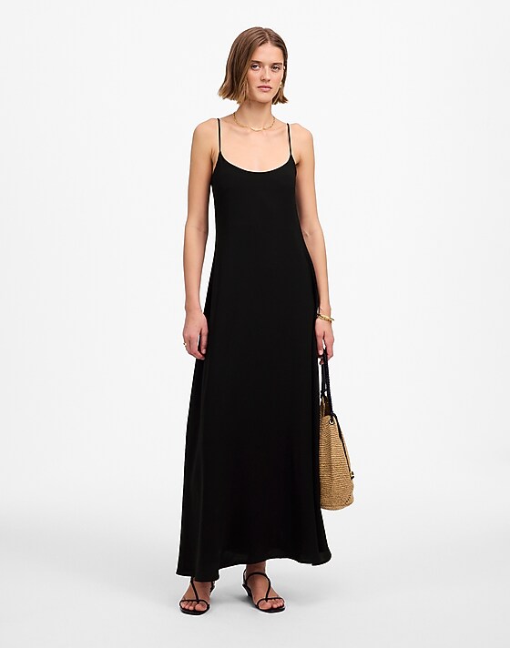 Madewell LESET Ari Scoopneck Maxi Tank Dress Black