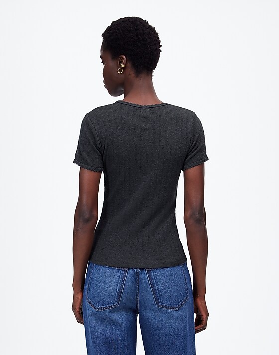 Madewell LESET Pointelle Slim-Fit Tee Grey Melange
