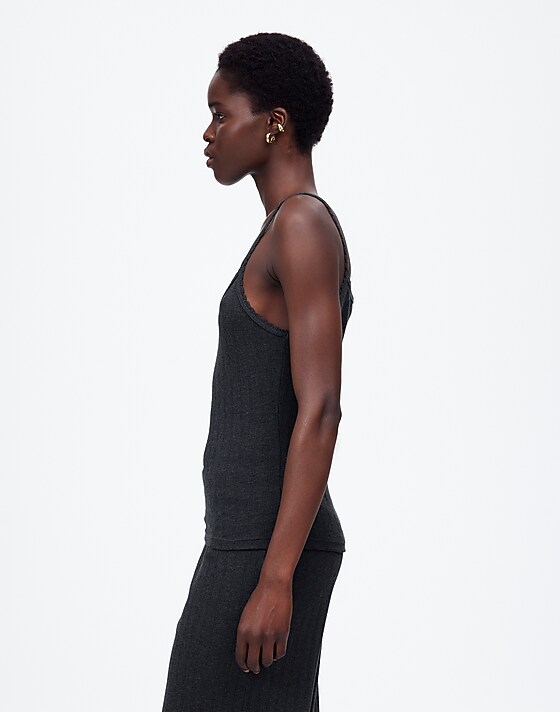 Madewell LESET Pointelle Tank Grey Melange