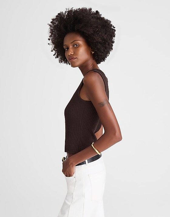 Madewell Lettuce-Hem Ribbed Tank Molasses