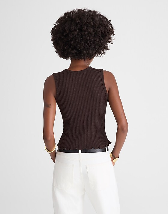 Madewell Lettuce-Hem Ribbed Tank Molasses