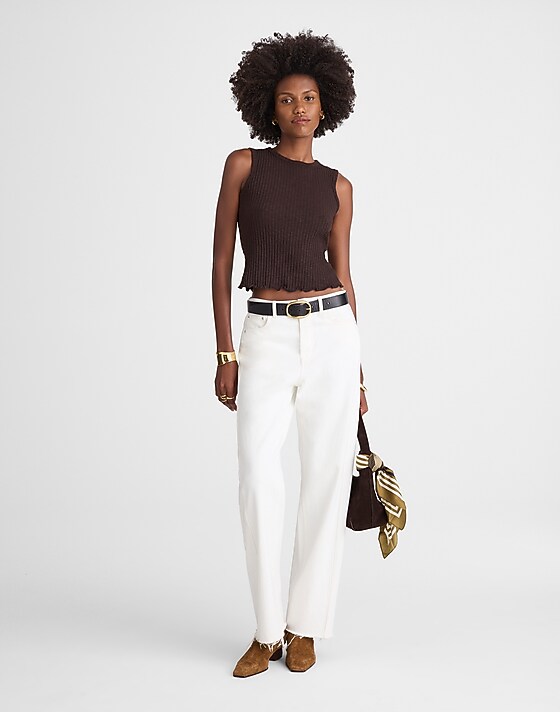 Madewell Lettuce-Hem Ribbed Tank Molasses