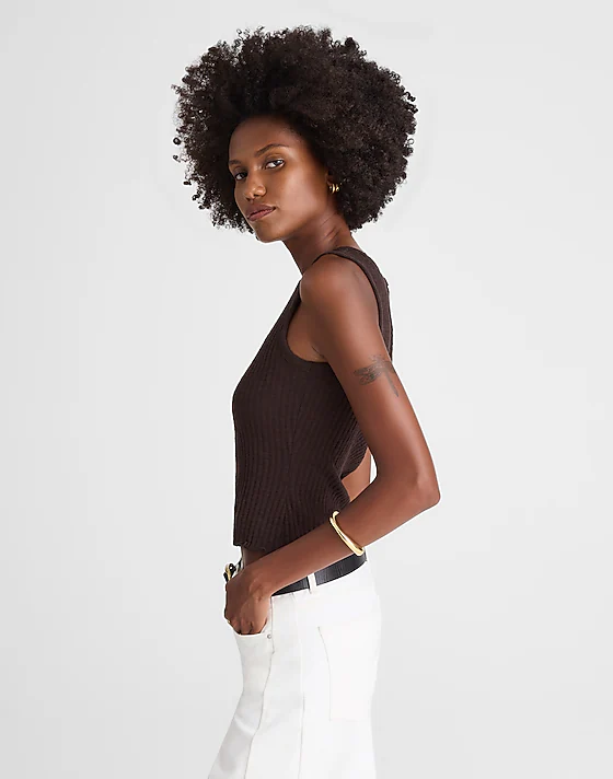 Madewell Lettuce-Hem Ribbed Tank Molasses