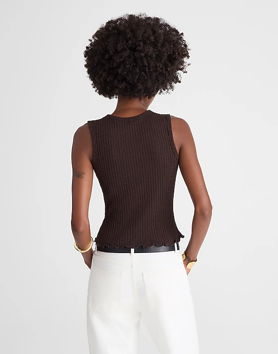 Madewell Lettuce-Hem Ribbed Tank Molasses