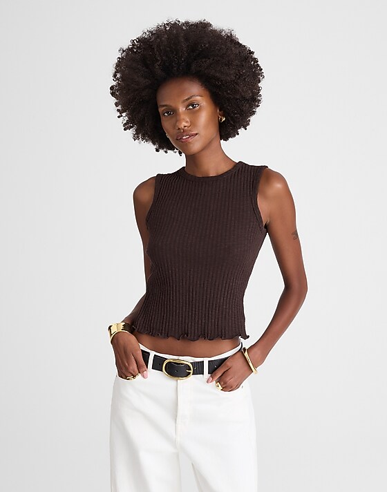 madewell Lettuce-Hem Ribbed Tank molasses