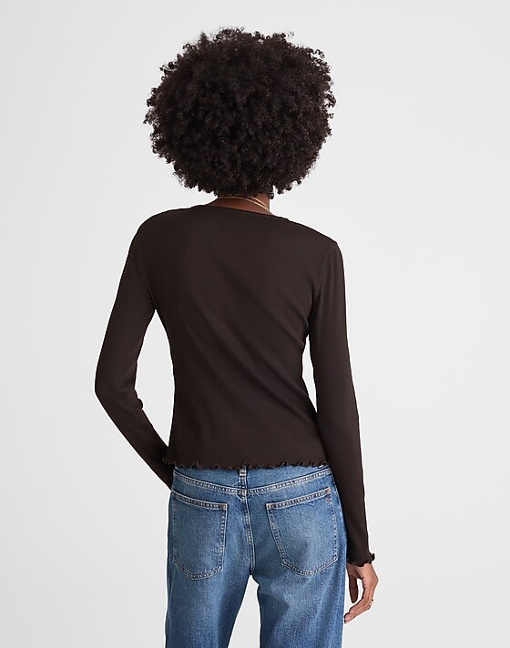 Madewell Lettuce-Hem V-Neck Cardigan Molasses