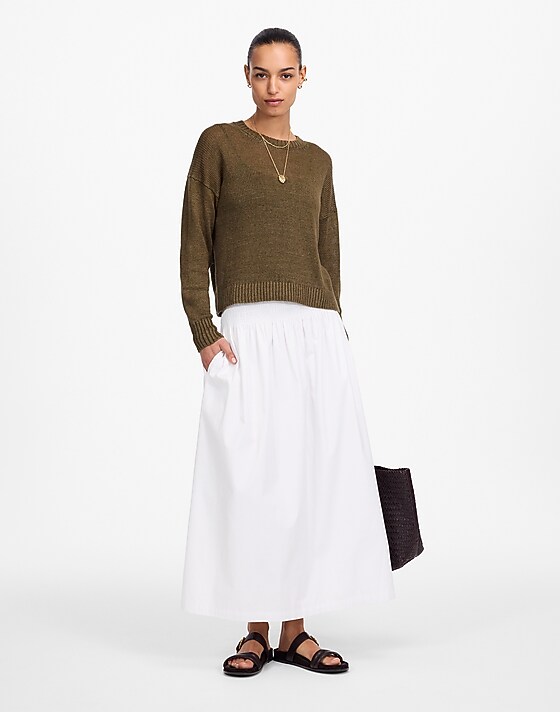 Madewell Linen Drop-Shoulder Sweater Olive