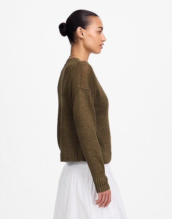 Madewell Linen Drop-Shoulder Sweater Olive