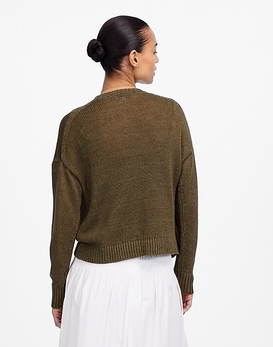 Madewell Linen Drop-Shoulder Sweater Olive