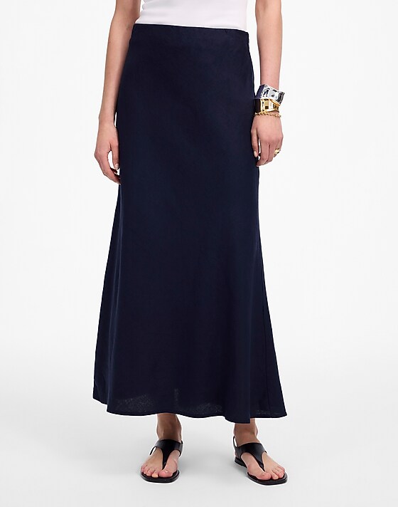 Madewell Linen Maxi Slip Skirt Juniper Berry