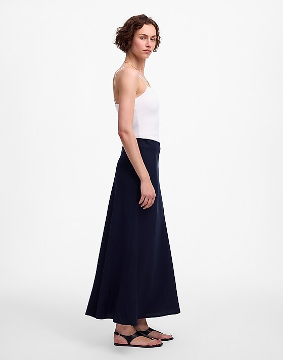 Madewell Linen Maxi Slip Skirt Juniper Berry