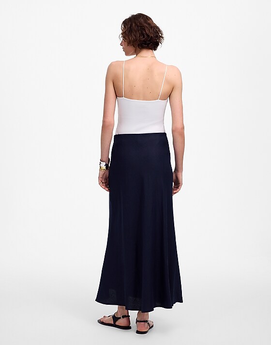 Madewell Linen Maxi Slip Skirt Juniper Berry
